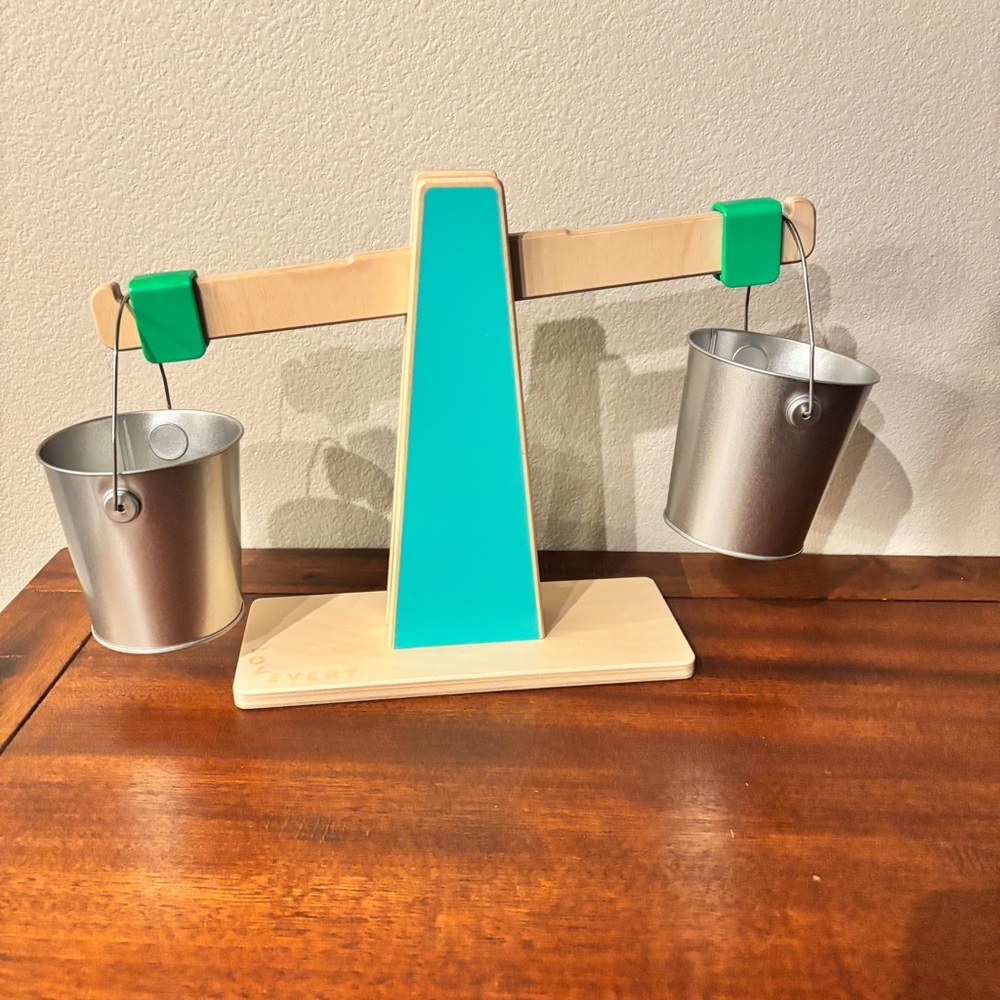 Lovevery Wooden Balance Scale with Silver Buckets